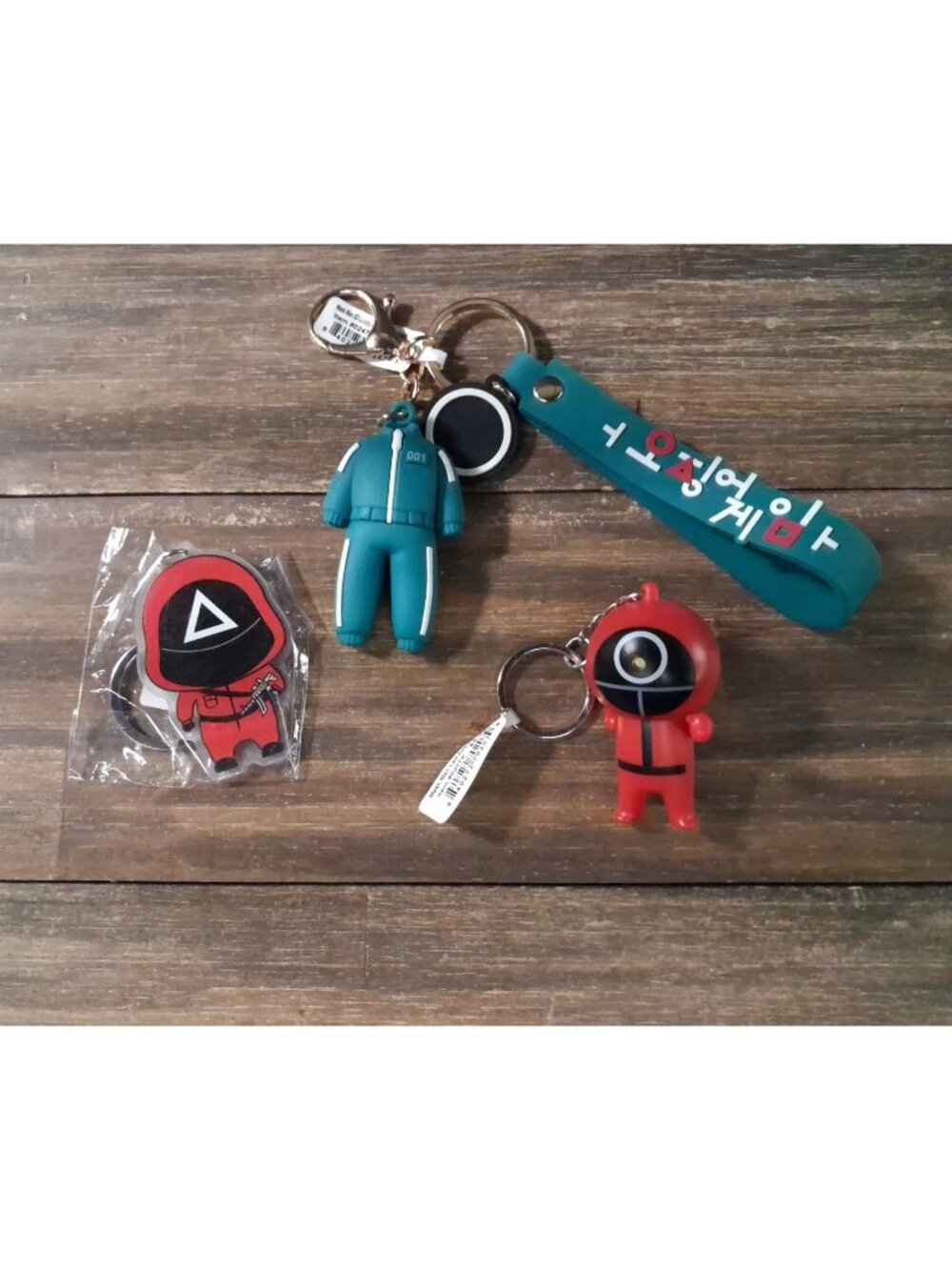 Squid Game Keychain Lot Pink Soldiers Player 001 Korean Thriller Bag Tag